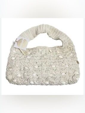 NWT “From India to You” brand crocheted winter white hobo bag